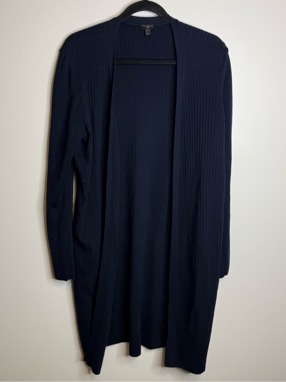 Talbots Navy Ribbed Open-Front Long Cardigan size 1x